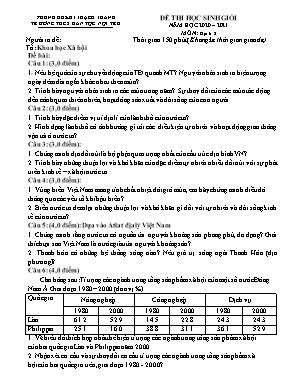 Đề thi học sinh giỏi môn Địa lí 8 - Năm hoc 2020-2021